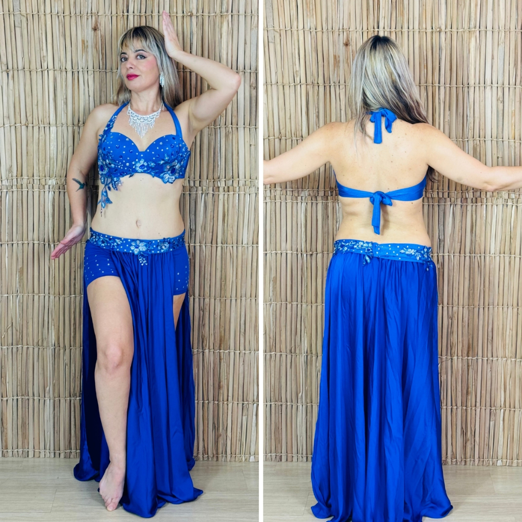 [Liquidação] Dança do Ventre Traje Bordado Completo GG 46 – Pronta Entrega  – TPCL-364