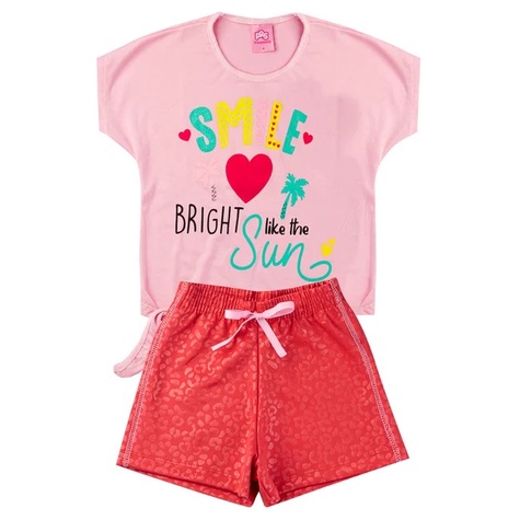 Conjunto Infantil Verão Menina Rosa Bebe