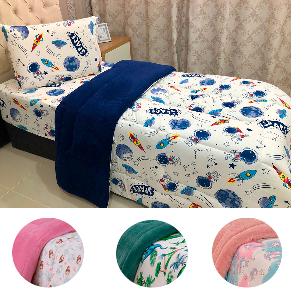 Coberdrom Edredom Grosso Colcha De Solteiro Infantil Menina/ Menino – Inverno – Manta Soft Plush e A