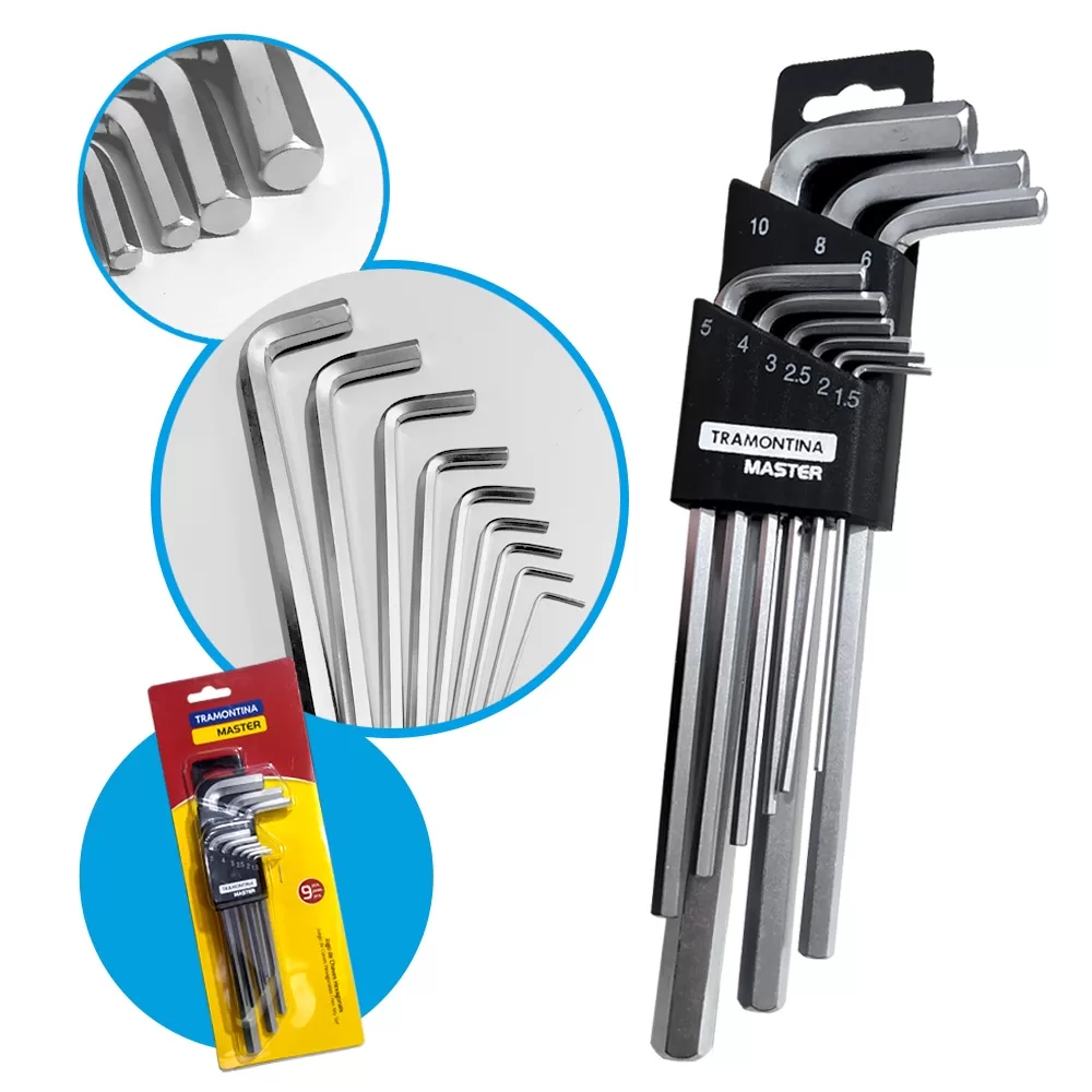 Jogo De Chave Allen Hexagonal Tramontina Longa 9 Peças