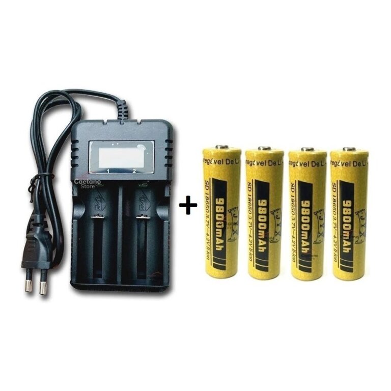 Carregador Duplovisor + 4 Baterias 18650 9800mah 3