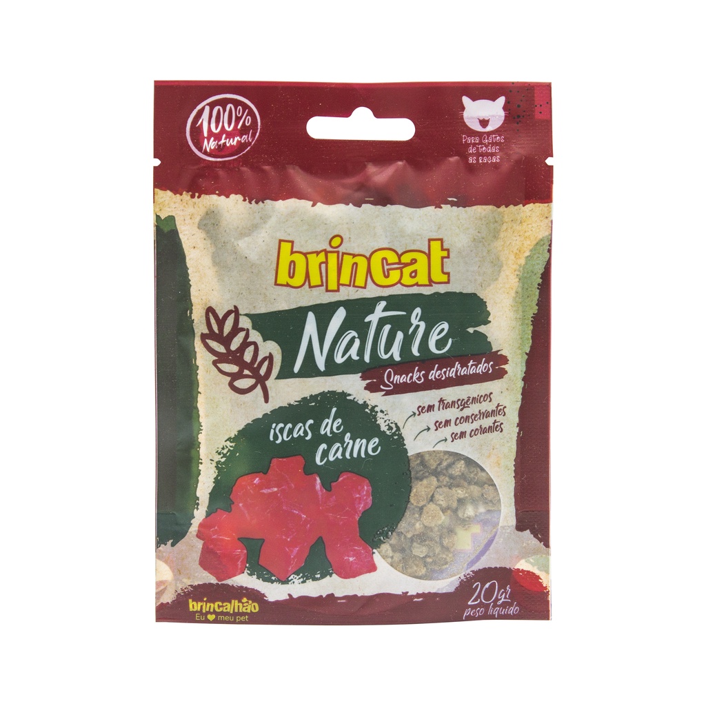 Snack Nature Brincat 20g Sabor Iscas de Carne Para Gatos