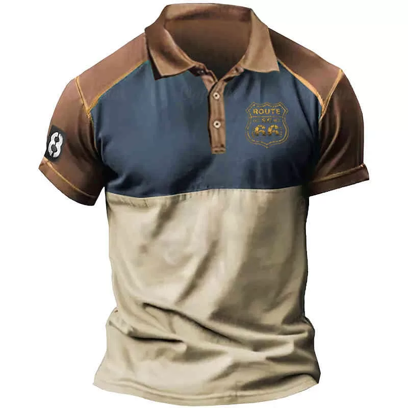 Retro Camisa Pólo Masculino De Golfe 3D Impressão Casual Camisas De Manga Curta Diária Tops Vestuári