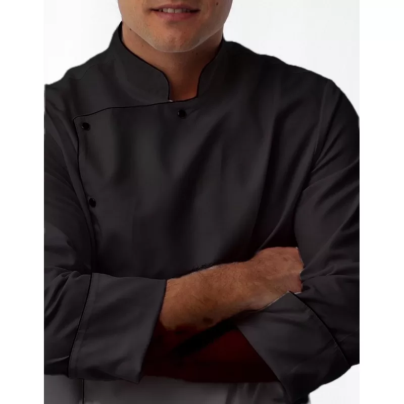 Doma/dolma Chef De Cozinha Em Oxford Manga 3/8 COR: PRETO BOTAO Pressão – COM NOME BORDADO