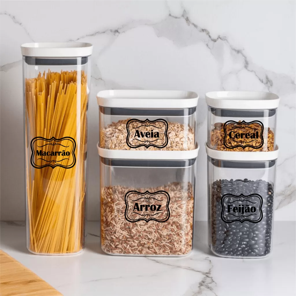 50 Etiquetas Transparentes Para Potes Temperos Mantimentos Organizadores 5×3,5cm