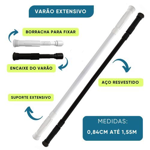 Varão Extensivo Ajustável Para Cortina Box Banhe