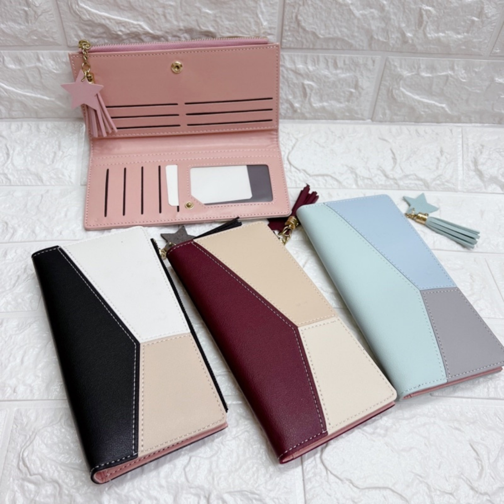 Carteira Feminina Grande Slim com Pingente – Espaço para Moedas e Cartões