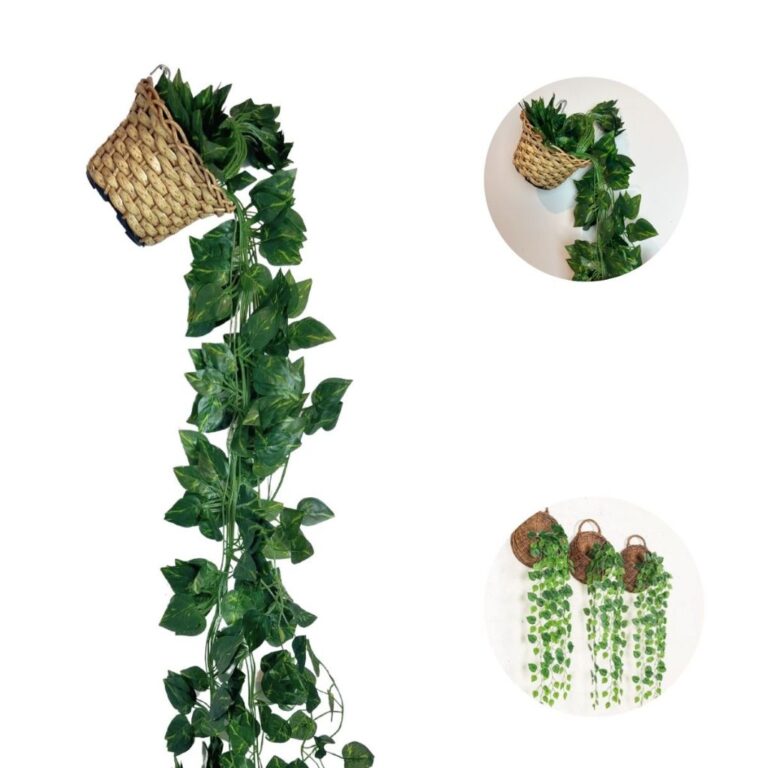 Planta Decorativa + Vaso Trançado Marrom 3 Penden