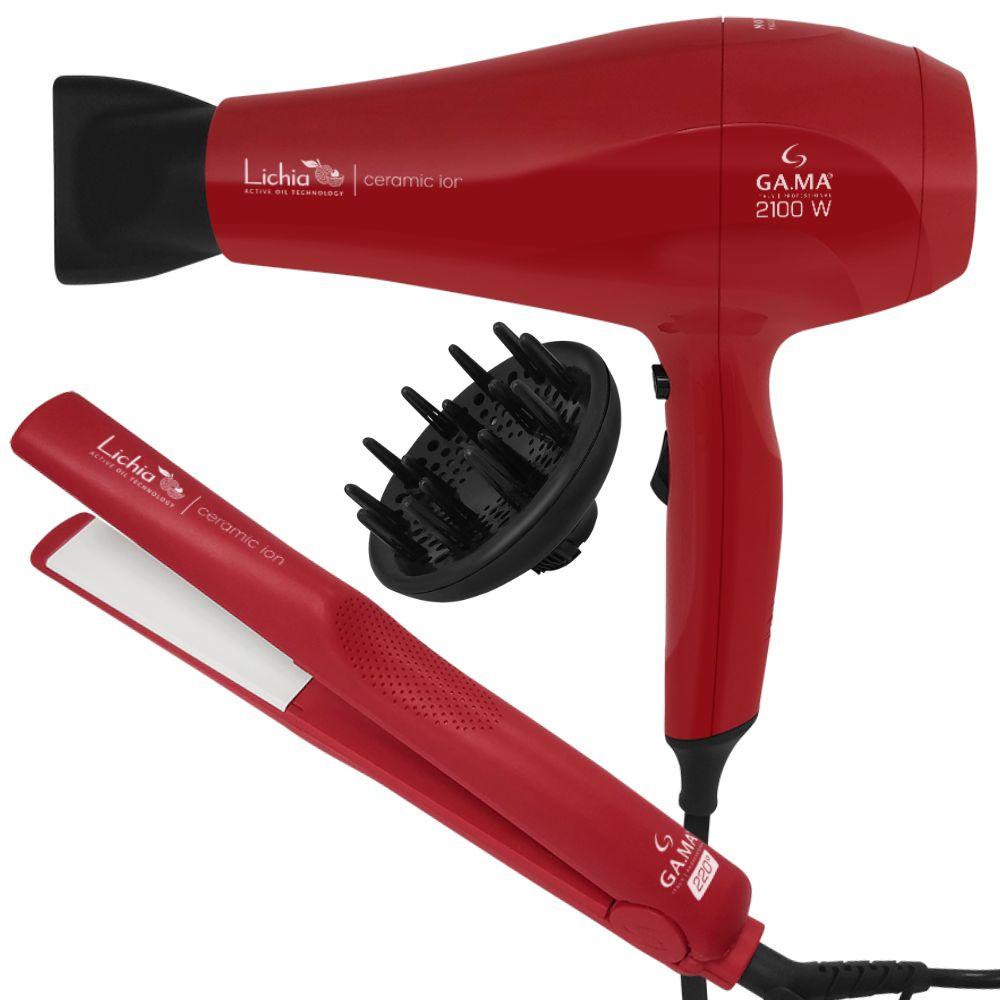Kit Prancha e Secador de Cabelo Lichia 220V Gama Italy