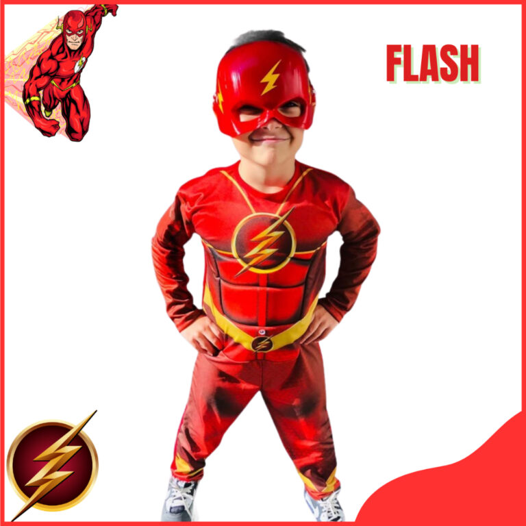 Fantasia Do Flash Longa Com Enchimento E Mascara D