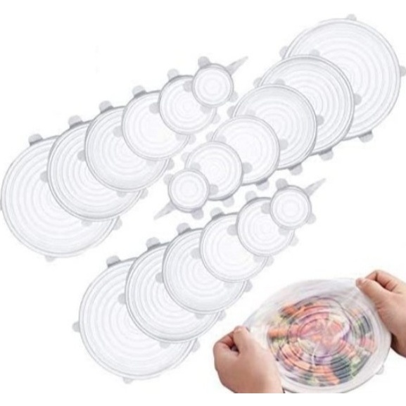6 Pcs Tampa Silicone Reutilizável Conservação D