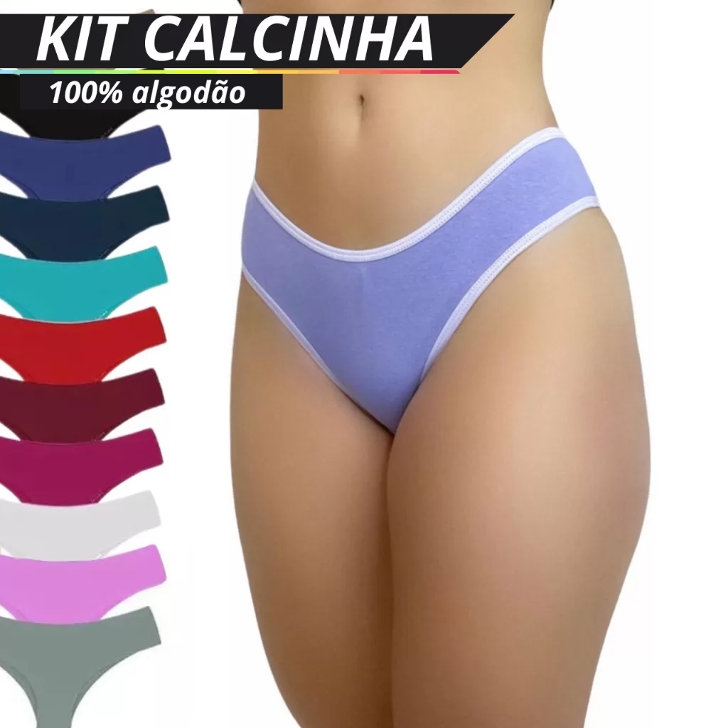 Kit 15 Calcinha Algodão Feminino  modelo Conforto  Calcinhas Adulto Juvenil Tamanhos P M G GG