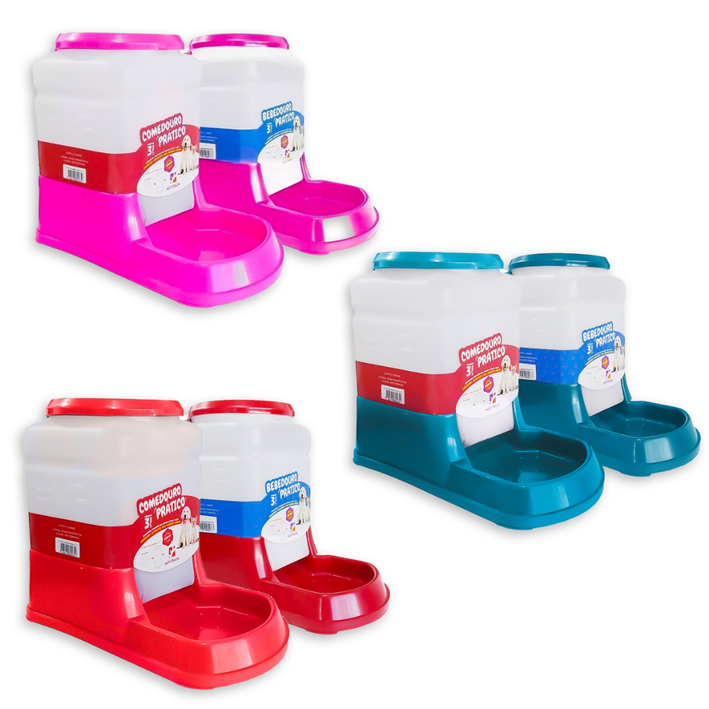 Kit Bebedouro Comedouro Automatico Cachorro Gato Prático 3 litros – Alvorada
