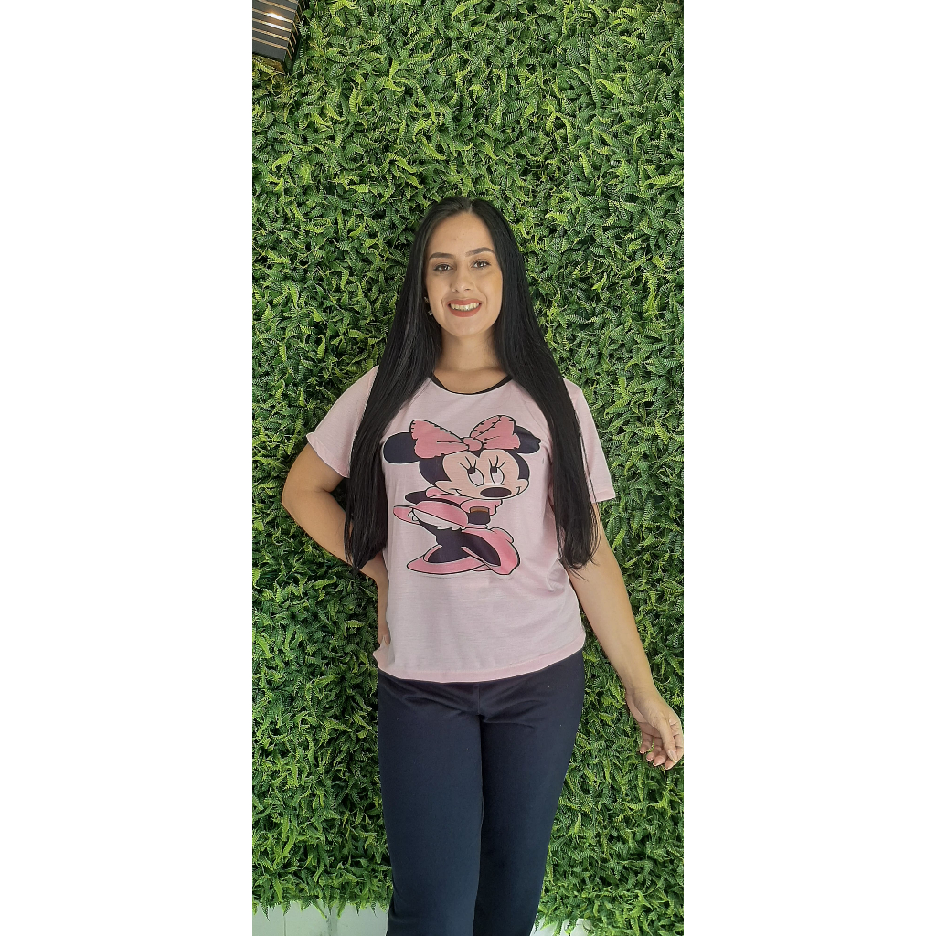 Pijama Feminino Adulto Meia Estação Confortável Minnie