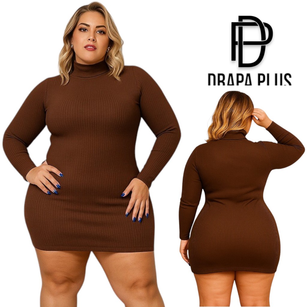 DRAPA PLUS – Vestido Gola Tubinho Plus Size
