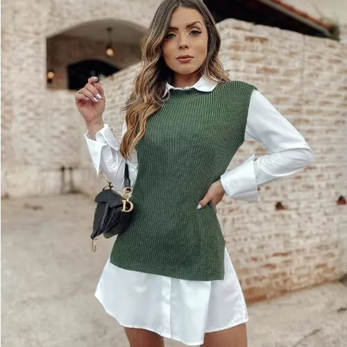 Colete Feminino Tricot Fang Tricô Pullover