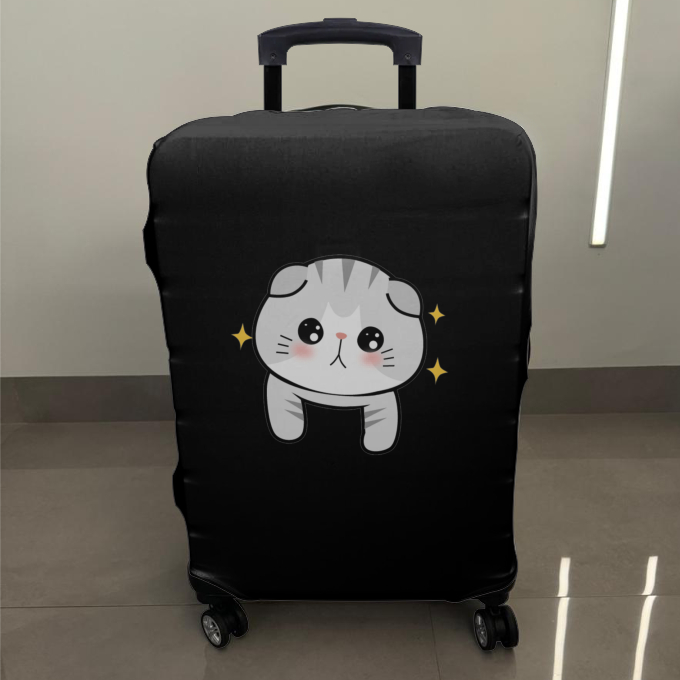 Capa Para Mala De Gatinho Cute Viagem Poliester Re
