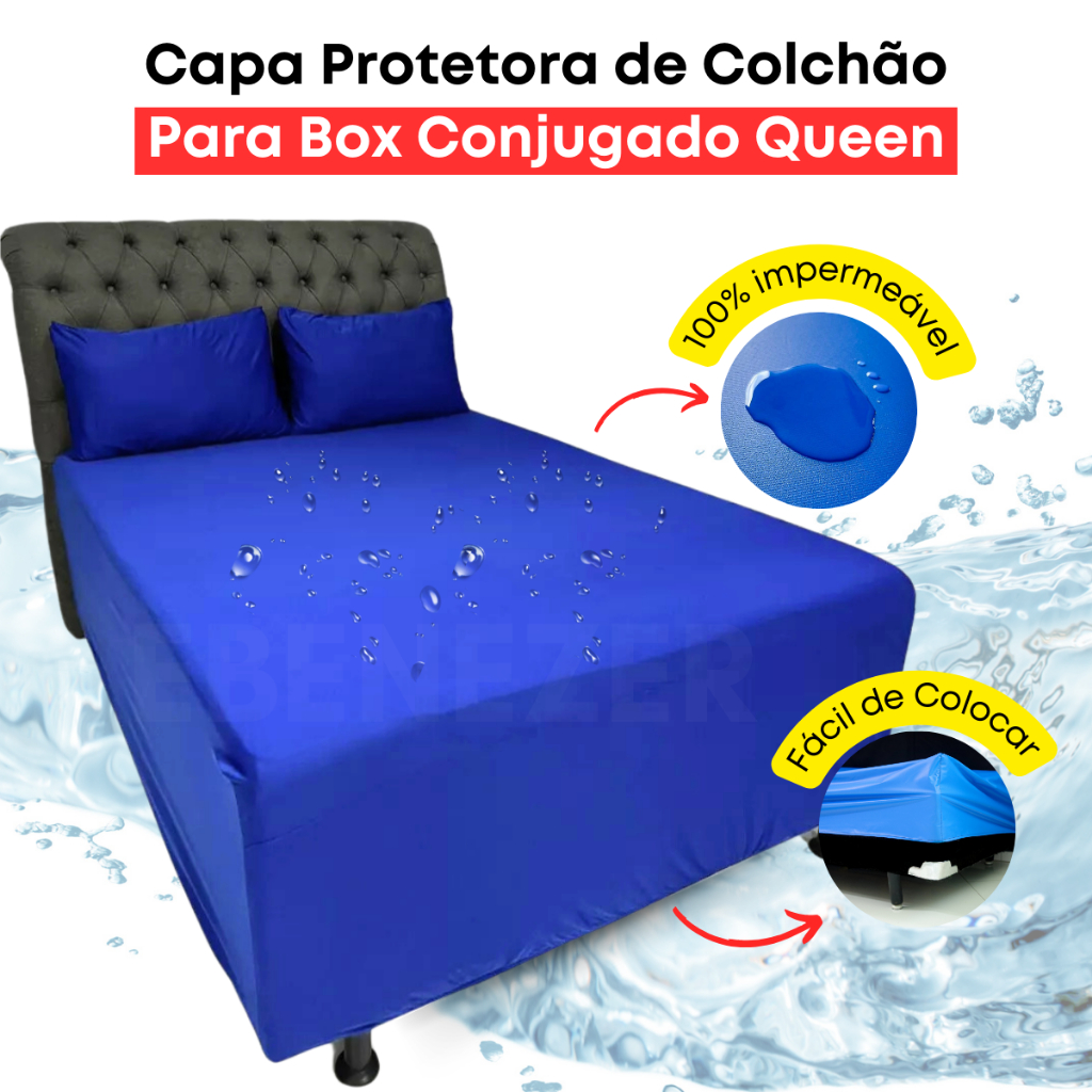 Capa Protetora Luva Cama Box Conjugada Impermeável Protetor de Colchão Queen Antialérgico