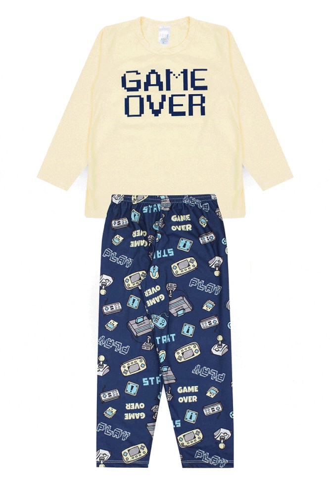 Pijama Infantil Masculino Inverno Game Over –