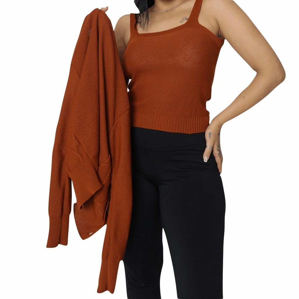 Twinset Tricot 2 Peças Casaquinho e Croped Alça Meia Estação Frio