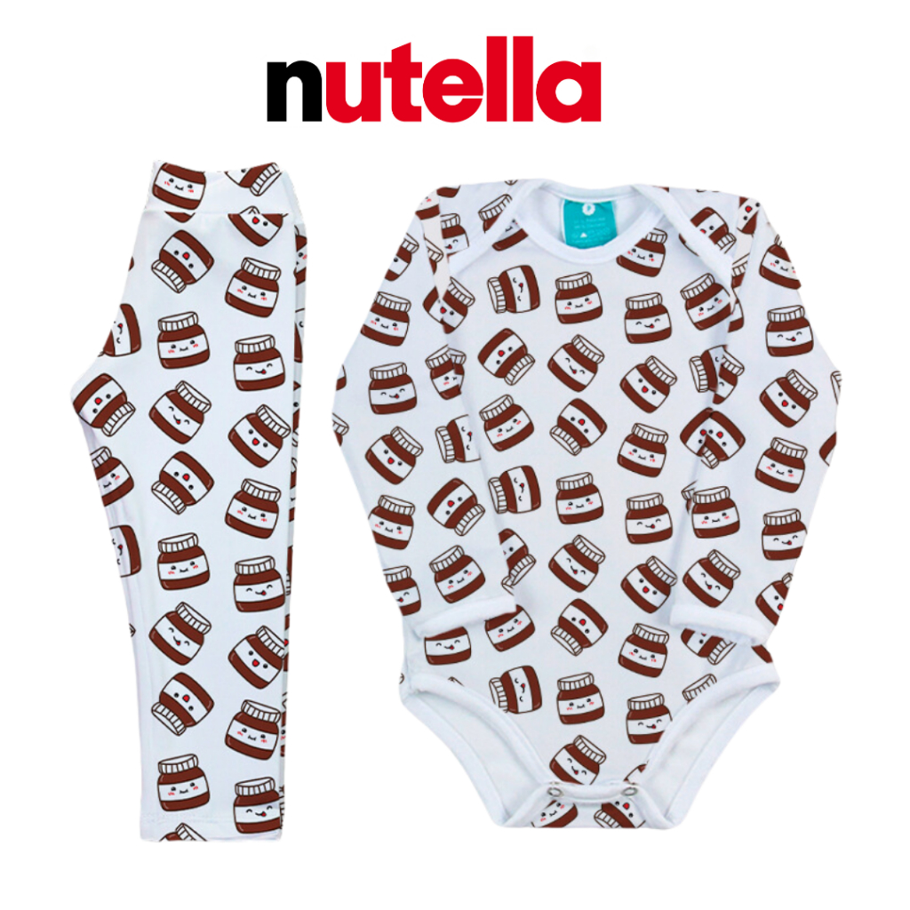 Pijama Infantil Estampado Divertido Body Manga Comprida e Calça Térmico Para Meninos E Meninas Mini