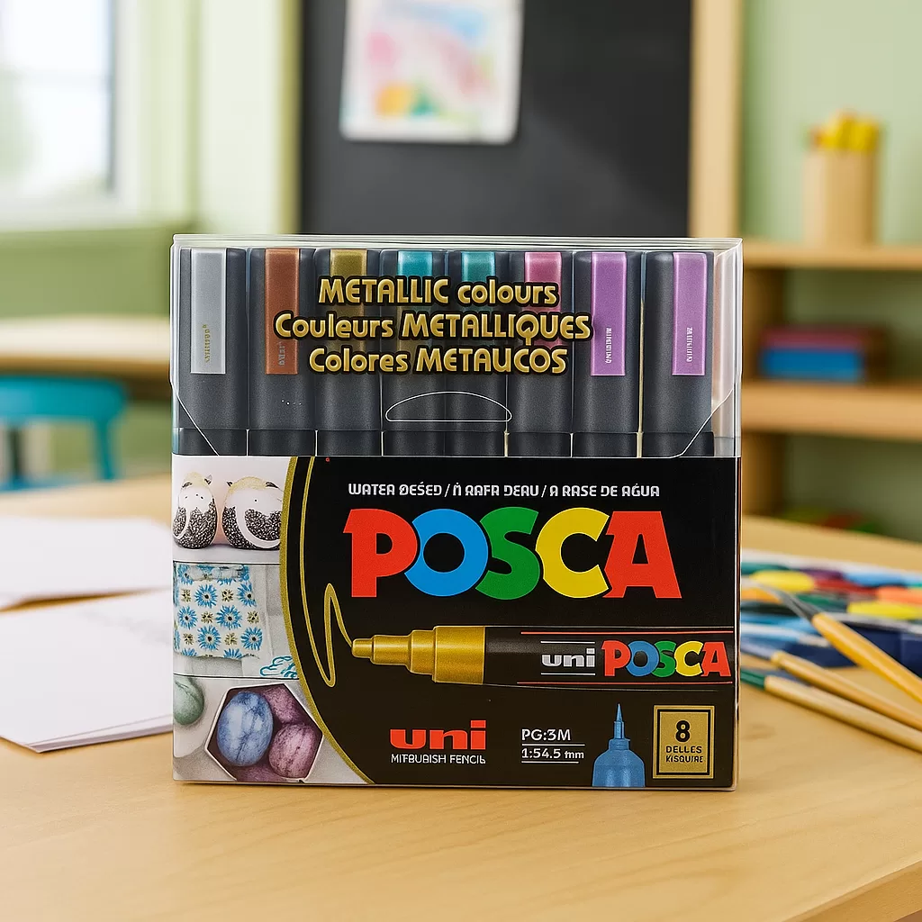 Caneta Posca 8 Metalicas 2,5mm PC-5m Estojo Sortido – Uni