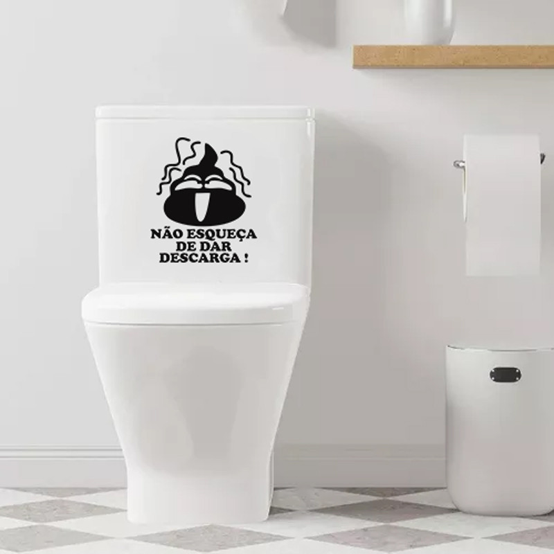Adesivo Vinil Decorativo Tampa de Vaso Sanitário Não esqueça de dar descarga