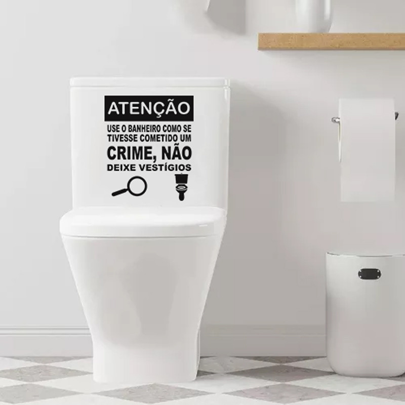 Adesivo Vinil Decorativo Tampa de Vaso Sanitário Não Deixe Vestígios