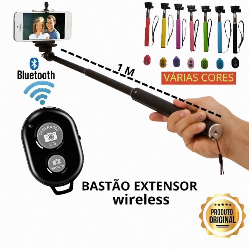Pau De Selfie Bastão  360. Controle Bluetooth AJUSTÁVEL uso profissional universal