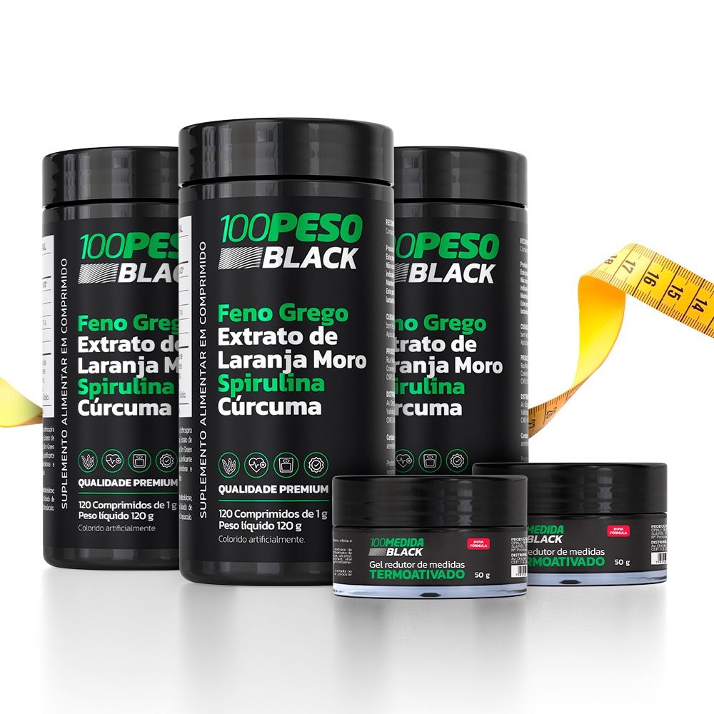 3 Potes Suplemento Alimentar em Comprimidos – 100 Peso Black