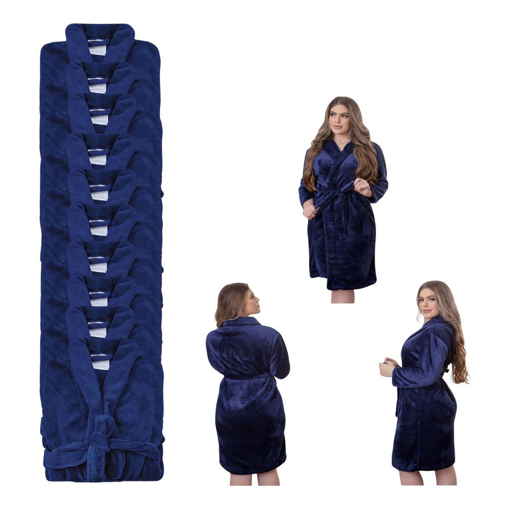 Kit 10 Roupões Microfibra Plush Adulto M G Quente Macio Frio