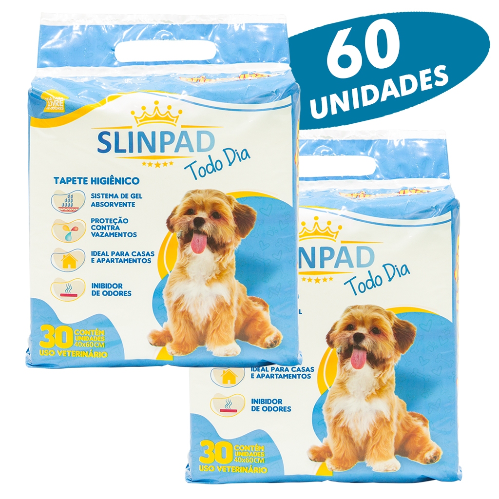 KIt 02 Tapetes Higiênico Slinpad Alta Absorção Brincalhão 60 unidades