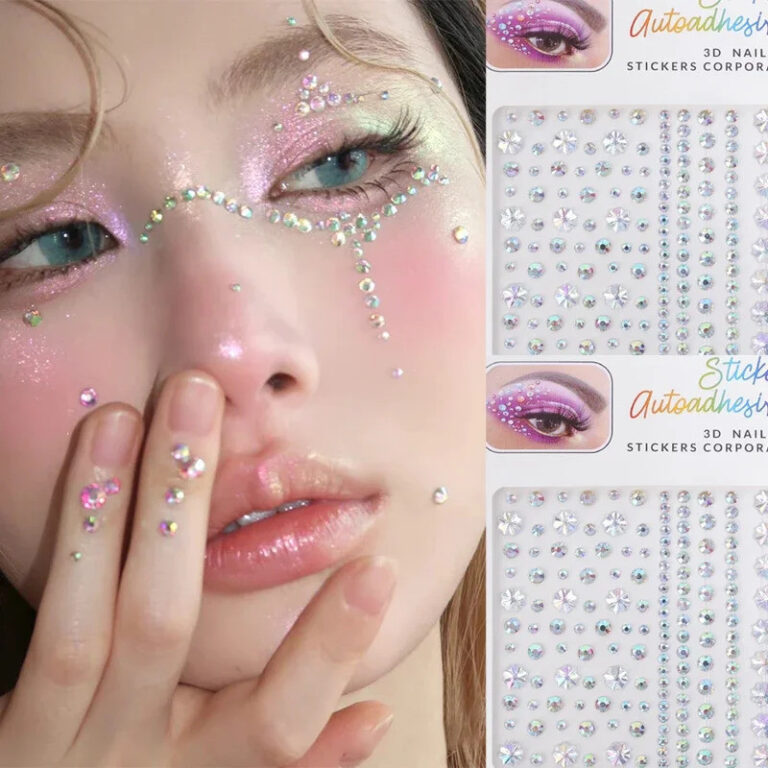KIT 2 Cartelas Adesivo Strass de Rosto Maquiagem C
