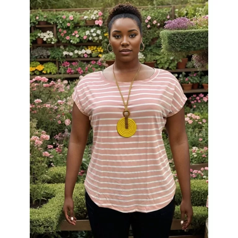 Blusinha Viscolycra LISTRADA Premium plus size 