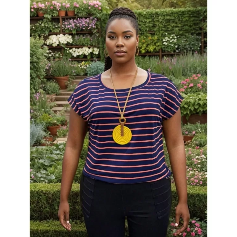Blusinha Viscolycra LISTRADA Premium plus size 