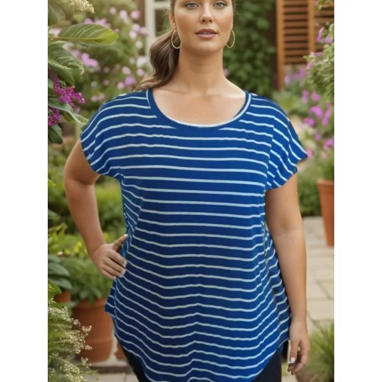 Blusinha Viscolycra LISTRADA Premium plus size 