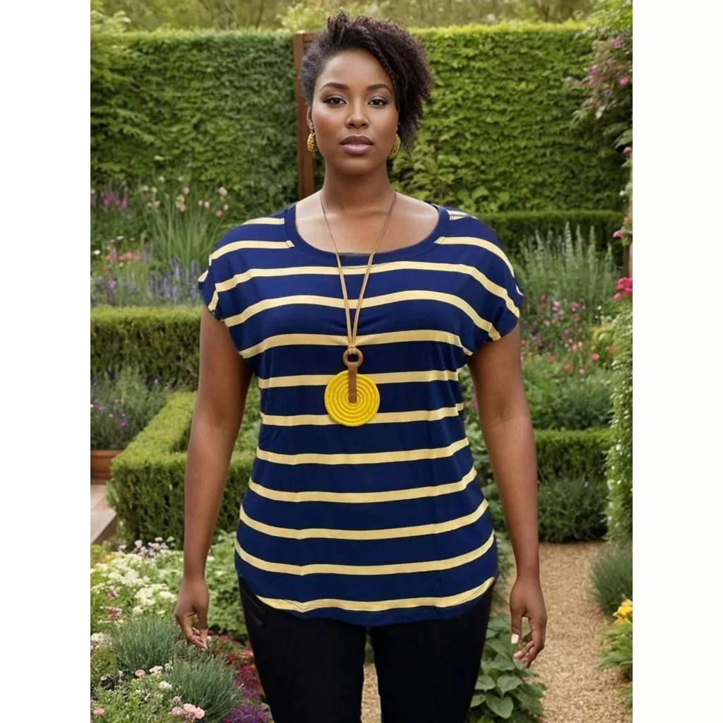 Blusinha Viscolycra LISTRADA Premium plus size – G1 ao G5 – COR 16 –  Plus size de verdade – super l