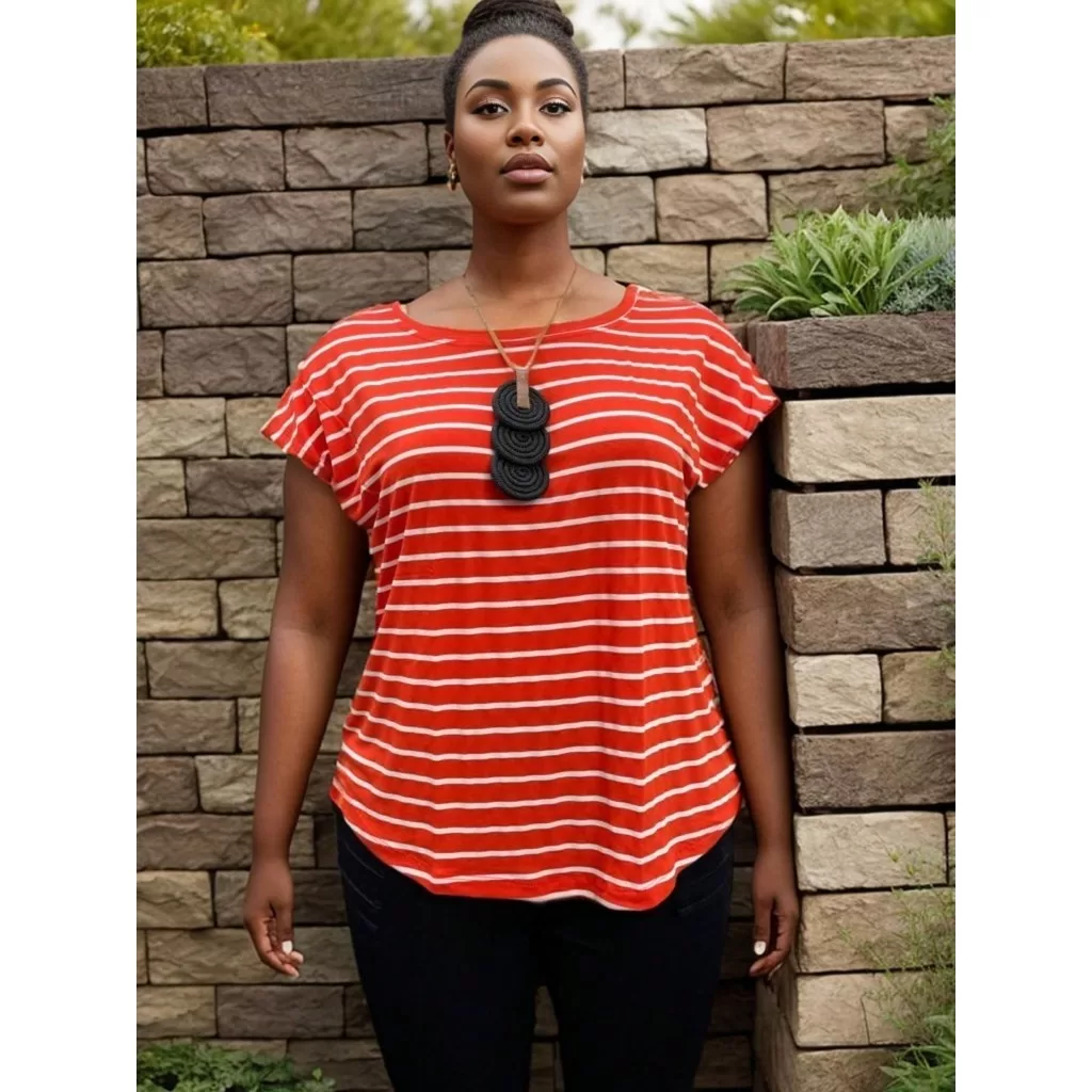 Blusinha Viscolycra LISTRADA Premium plus size – G1 ao G5 – COR 2 – Plus size de verdade – super le