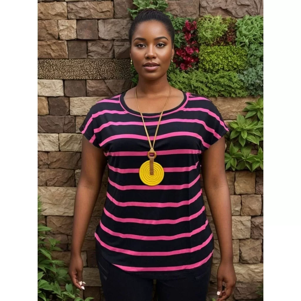 Blusinha Viscolycra LISTRADA Premium plus size – G1 ao G5 – COR 14 –  Plus size de verdade – super l