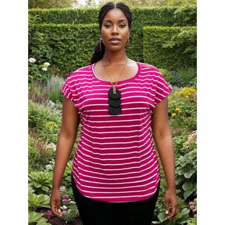Blusinha Viscolycra LISTRADA Premium plus size 