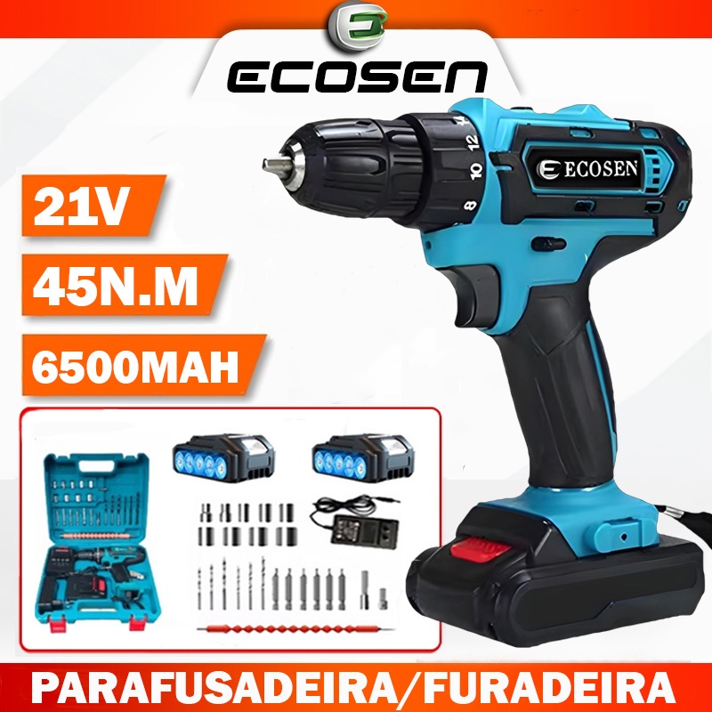 Kit Parafusadeira Furadeira Sem Fio  Impacto Com 2 Baterias 21v /12v  Profissional