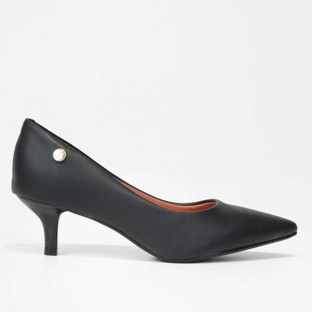Scarpin Vizzano Salto Baixo Básico Bico Fino Feminino – Preto
