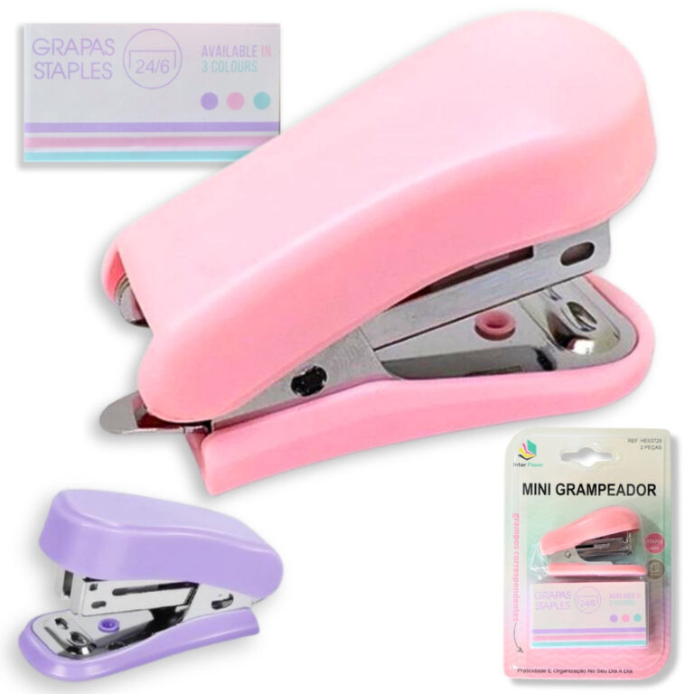 Mini Grampeador Portátil Com Grampos Para Escola 