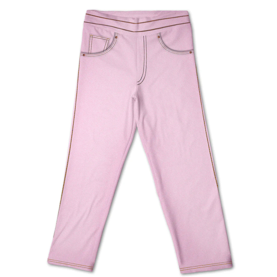 Calça Fake Jeans Infantil Menina Rosa MiniBoo Proteção Solar 50+