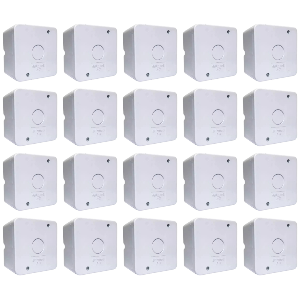 Kit 20x Caixa de Proteção Organizadora de Sobrepor para Câmera de Segurança Cftv Stilus – 2505