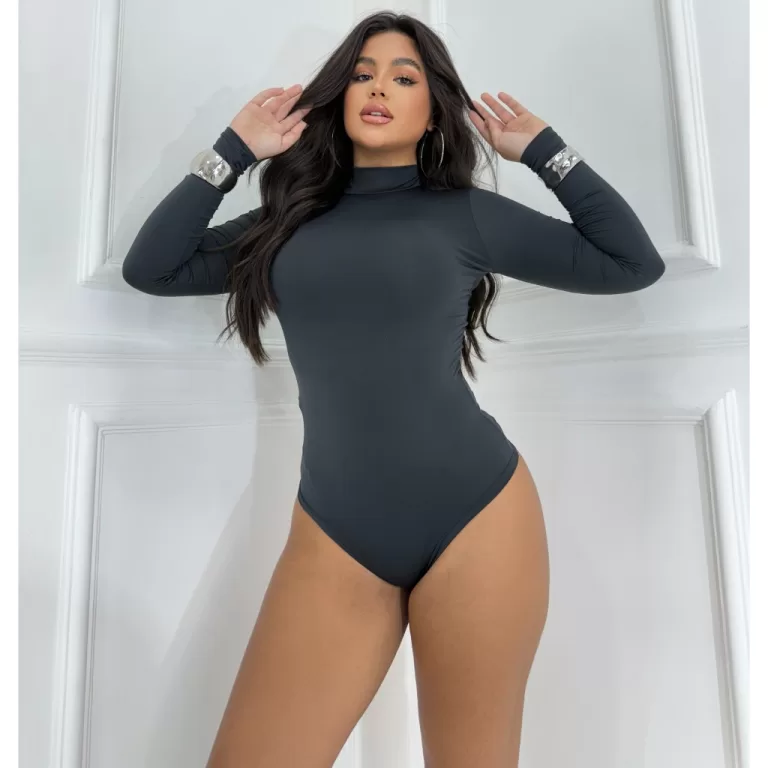 Body Feminino  Manga Comprida Com Gola Alta Para G