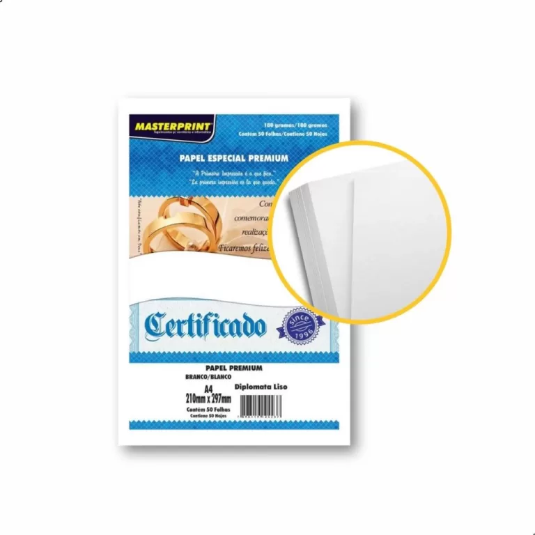 Papel Certificado Diplomata Premium Liso 50 Folhas