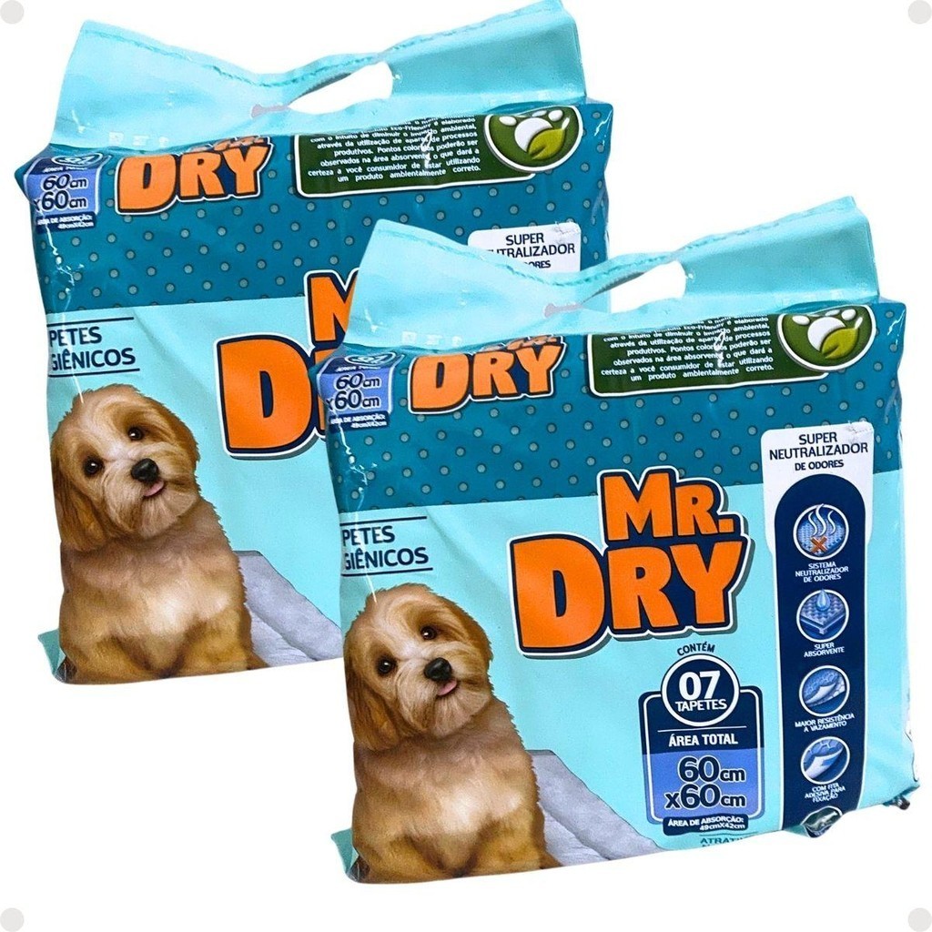 Kit Mr. Dry: 2 Tapetes Higiênicos 60×60 Com 7 Unidades