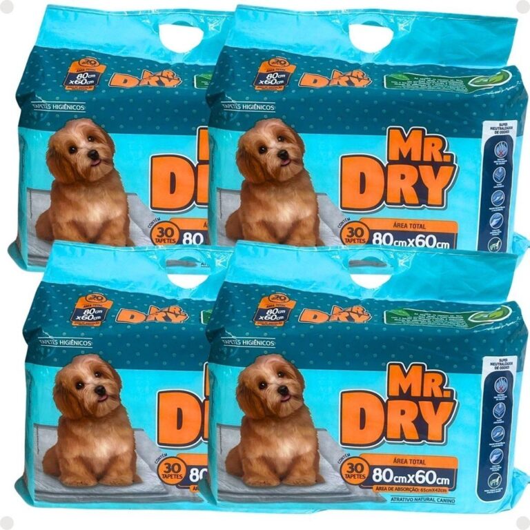 Kit Mr. Dry: 4 Tapetes Higiênicos 80x60cm Com 30 
