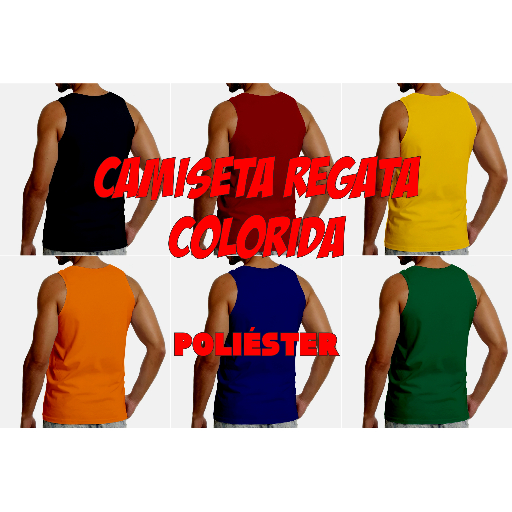 Camiseta Regata Colorida Malha sublimação 100% Poliéster